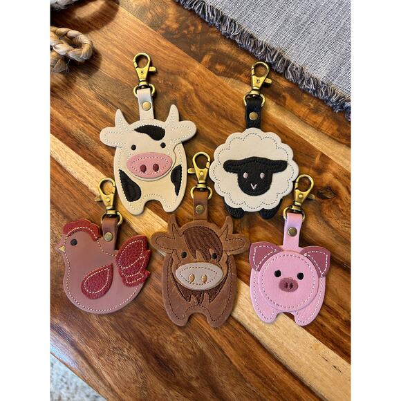 Portland Leather Farm Animal Purse Charms Set of 5 NEW FAST SHIP - Picture 5 of 6
